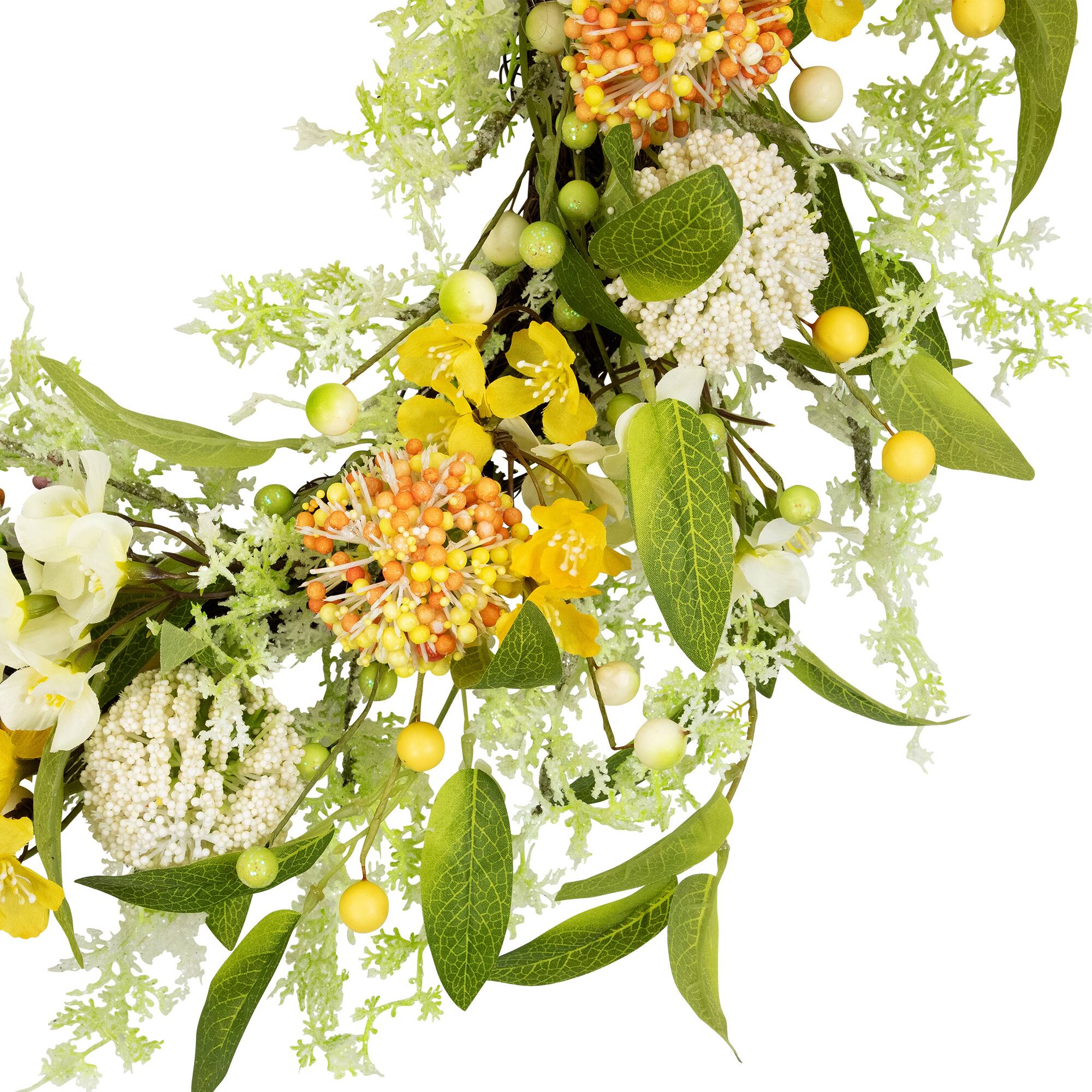 26" Yellow & Orange Berry & Thistle Floral Spring Wreath